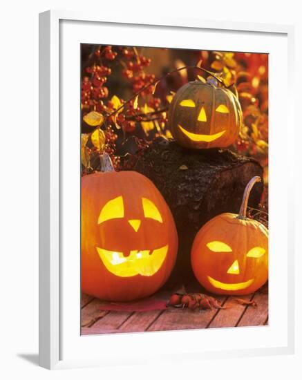 Halloween: Hollowed Out Pumpkins with Candles-Friedrich Strauss-Framed Photographic Print