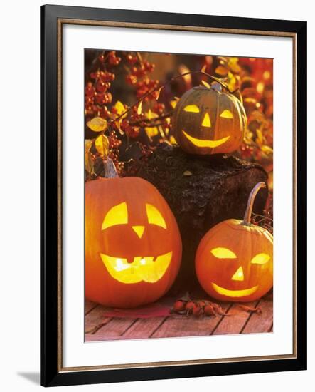 Halloween: Hollowed Out Pumpkins with Candles-Friedrich Strauss-Framed Photographic Print