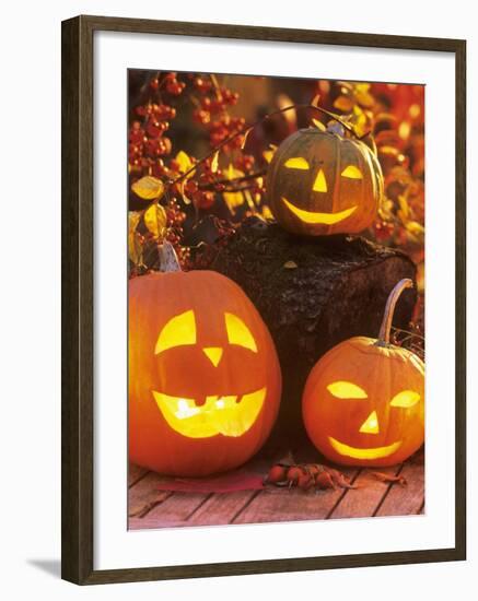 Halloween: Hollowed Out Pumpkins with Candles-Friedrich Strauss-Framed Photographic Print