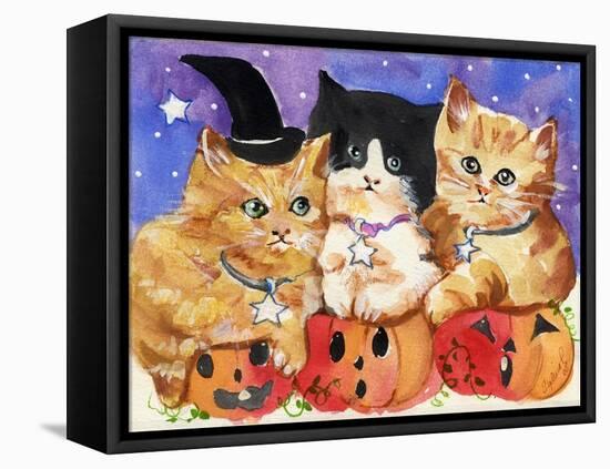 Halloween Kittens & Pumpkins-sylvia pimental-Framed Stretched Canvas