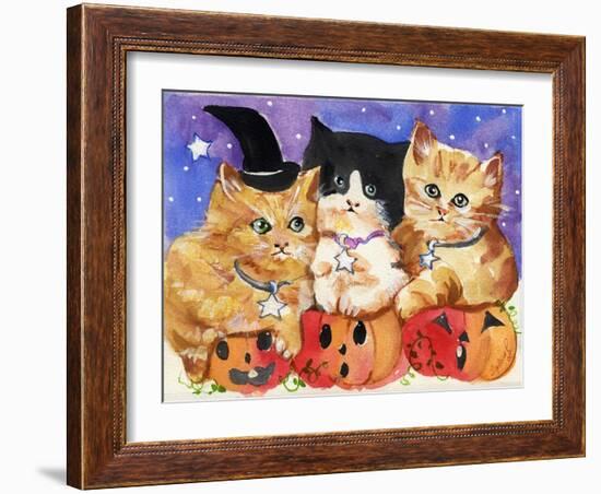 Halloween Kittens & Pumpkins-sylvia pimental-Framed Art Print