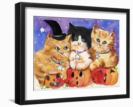 Halloween Kittens & Pumpkins-sylvia pimental-Framed Art Print