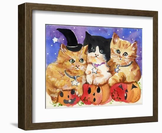 Halloween Kittens & Pumpkins-sylvia pimental-Framed Art Print