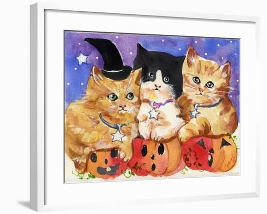 Halloween Kittens & Pumpkins-sylvia pimental-Framed Art Print