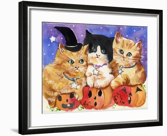 Halloween Kittens & Pumpkins-sylvia pimental-Framed Art Print