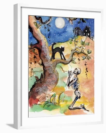 Halloween Night Skeleton Full Moon-sylvia pimental-Framed Art Print