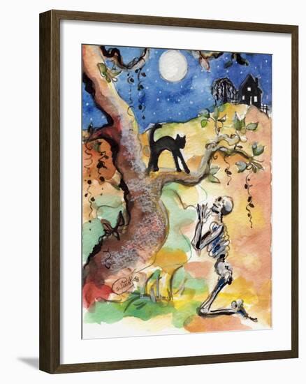 Halloween Night Skeleton Full Moon-sylvia pimental-Framed Art Print