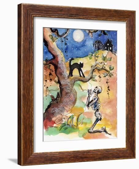 Halloween Night Skeleton Full Moon-sylvia pimental-Framed Art Print