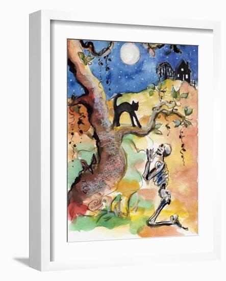 Halloween Night Skeleton Full Moon-sylvia pimental-Framed Art Print