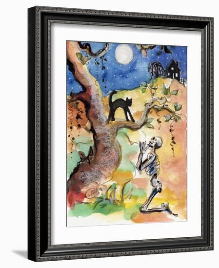 Halloween Night Skeleton Full Moon-sylvia pimental-Framed Art Print