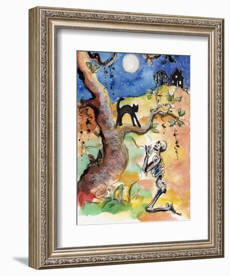 Halloween Night Skeleton Full Moon-sylvia pimental-Framed Art Print