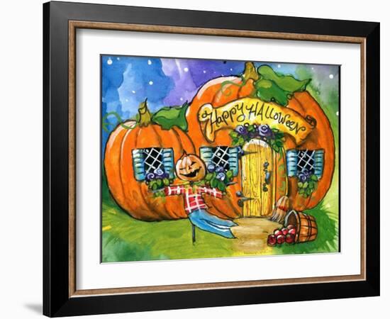 Halloween Pumpkin House-sylvia pimental-Framed Art Print