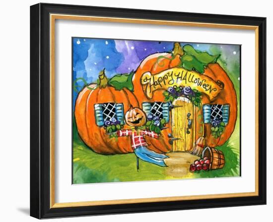 Halloween Pumpkin House-sylvia pimental-Framed Art Print