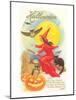 Halloween, Red Witch and Poem-null-Mounted Art Print