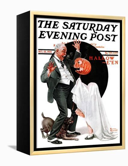 "Halloween" Saturday Evening Post Cover, October 23,1920-Norman Rockwell-Framed Premier Image Canvas
