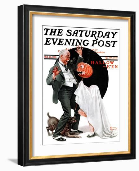 "Halloween" Saturday Evening Post Cover, October 23,1920-Norman Rockwell-Framed Giclee Print