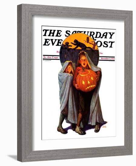 "Halloween Scare," Saturday Evening Post Cover, November 2, 1935-Frederic Stanley-Framed Giclee Print