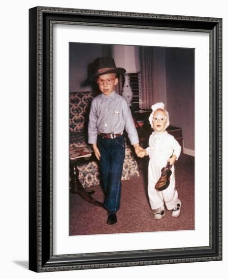 Halloween Scene for Brother and Sister, Ca. 1964.-Kirn Vintage Stock-Framed Photographic Print