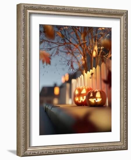 Halloween Street Decorations at Night-solarseven-Framed Photographic Print