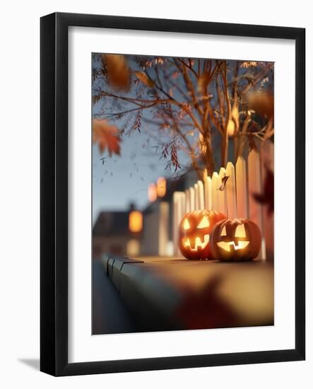 Halloween Street Decorations at Night-solarseven-Framed Photographic Print