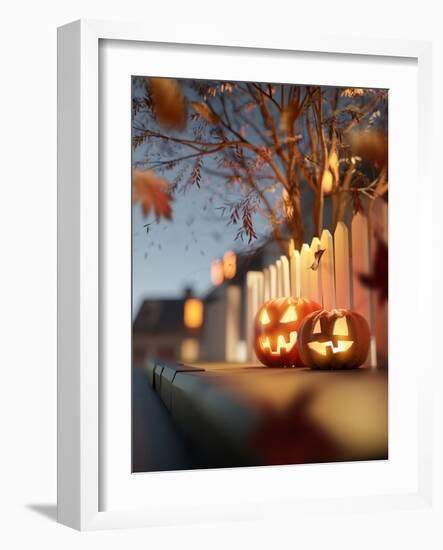 Halloween Street Decorations at Night-solarseven-Framed Photographic Print