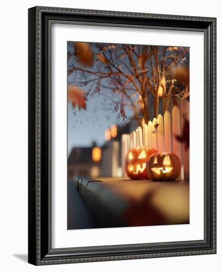 Halloween Street Decorations at Night-solarseven-Framed Photographic Print