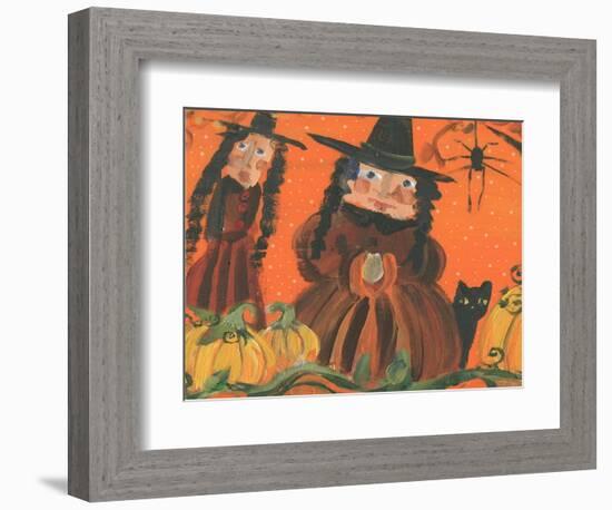 Halloween Witches & Spider-sylvia pimental-Framed Art Print
