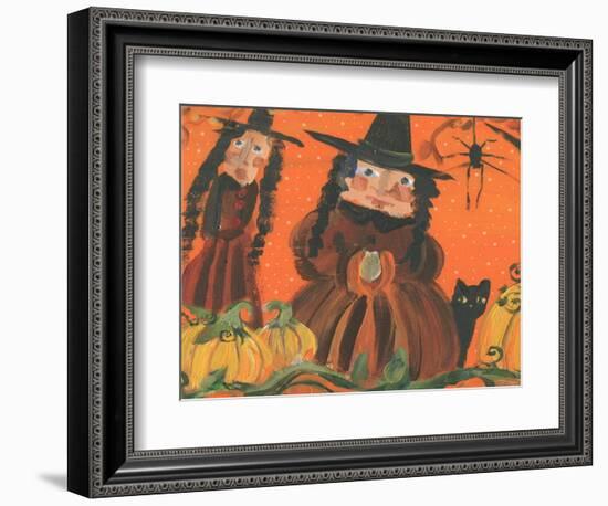 Halloween Witches & Spider-sylvia pimental-Framed Art Print