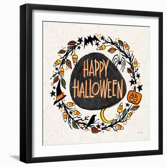 Halloween Wreath II Watercolor-Anne Tavoletti-Framed Art Print