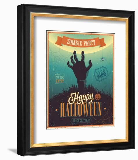 Halloween Zombie Party-null-Framed Art Print