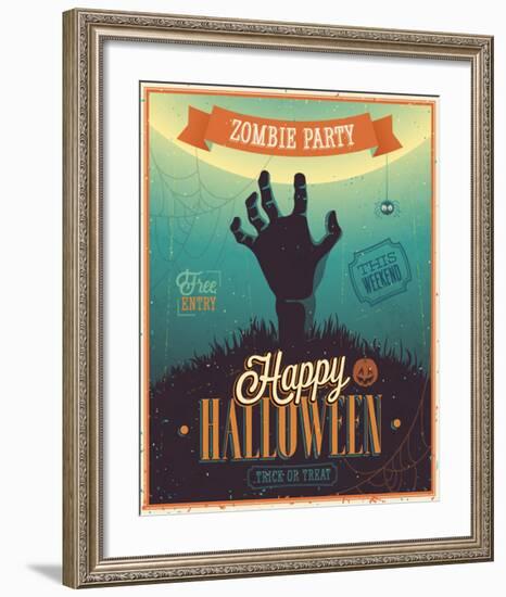 Halloween Zombie Party-null-Framed Art Print