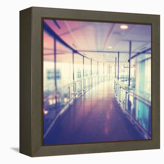 Hallway in Building with Glass-melking-Framed Premier Image Canvas