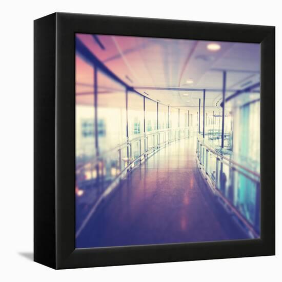 Hallway in Building with Glass-melking-Framed Premier Image Canvas