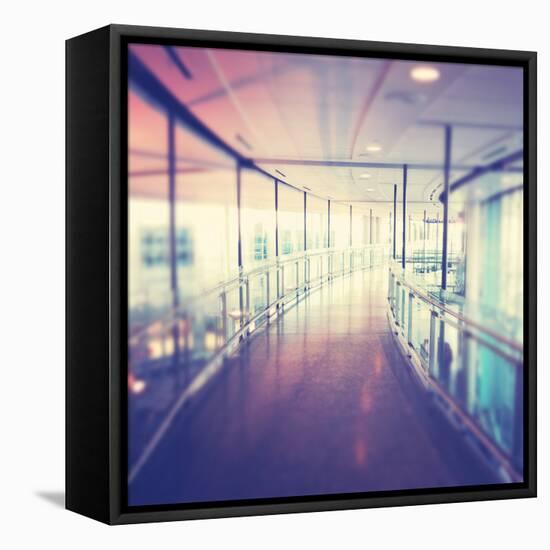 Hallway in Building with Glass-melking-Framed Premier Image Canvas