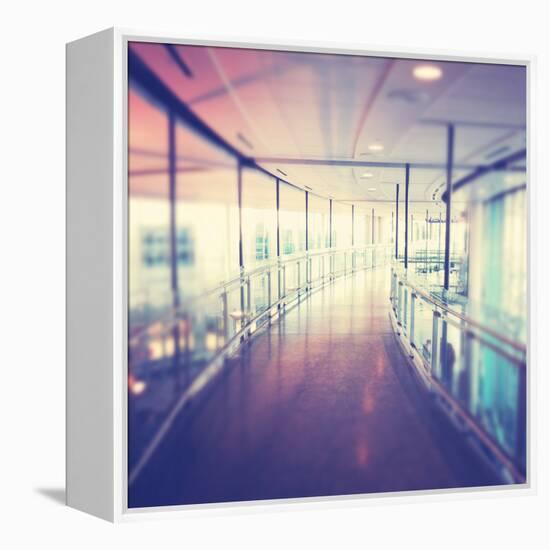 Hallway in Building with Glass-melking-Framed Premier Image Canvas