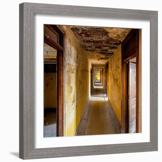 Hallway of an Abandoned Building in Butte, Montana-James White-Framed Photographic Print