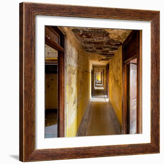 Hallway of an Abandoned Building in Butte, Montana-James White-Framed Photographic Print