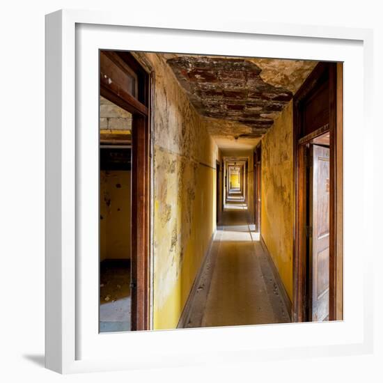 Hallway of an Abandoned Building in Butte, Montana-James White-Framed Photographic Print