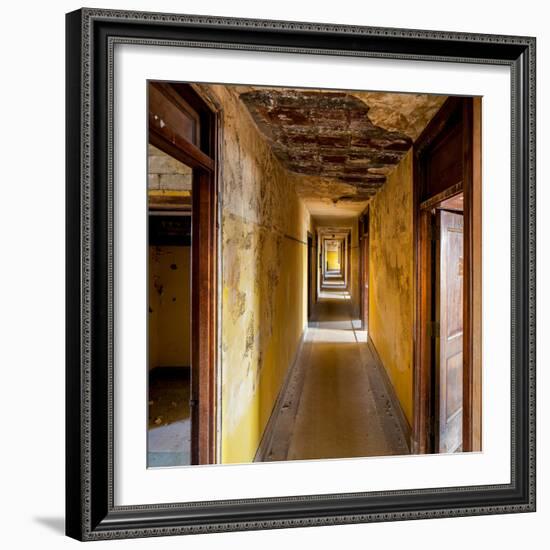 Hallway of an Abandoned Building in Butte, Montana-James White-Framed Photographic Print