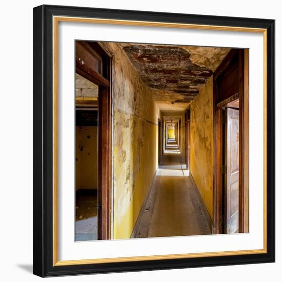 Hallway of an Abandoned Building in Butte, Montana-James White-Framed Photographic Print