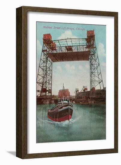 Halsted Street Lift Bridge, Chicago, Illiniois-null-Framed Art Print