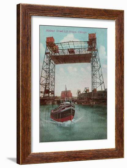 Halsted Street Lift Bridge, Chicago, Illiniois-null-Framed Art Print