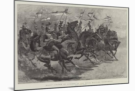 Halt!, Charge of Lancers at the Royal Military Tournament-John Charlton-Mounted Giclee Print