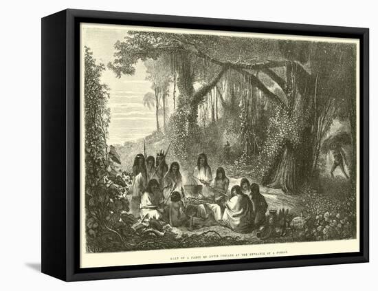 Halt of a Party of Antis Indians at the Entrance of a Forest-Édouard Riou-Framed Premier Image Canvas