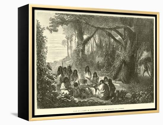 Halt of a Party of Antis Indians at the Entrance of a Forest-Édouard Riou-Framed Premier Image Canvas