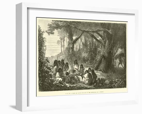 Halt of a Party of Antis Indians at the Entrance of a Forest-Édouard Riou-Framed Giclee Print