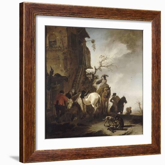 Halte de chasseurs et de cavaliers-Philips Wouwerman-Framed Giclee Print