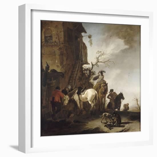 Halte de chasseurs et de cavaliers-Philips Wouwerman-Framed Giclee Print