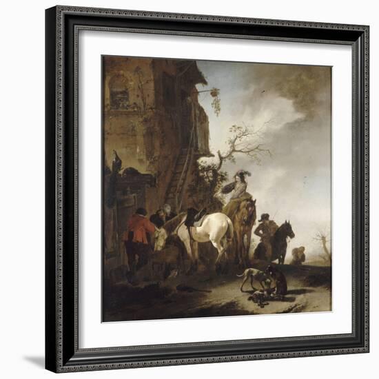 Halte de chasseurs et de cavaliers-Philips Wouwerman-Framed Giclee Print