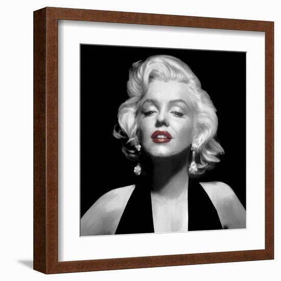 Halter Top Marilyn Red Lips-null-Framed Art Print